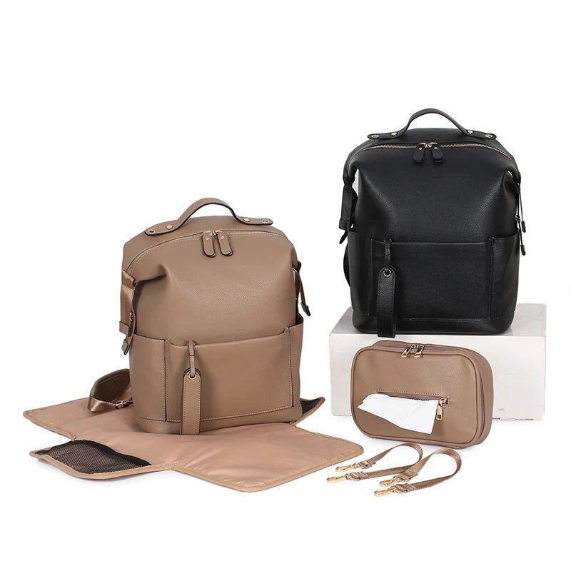 Vegan Leather Baby Changing Bag Backpack Accessories