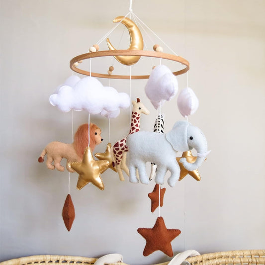 Safari moon hand made crib mobile