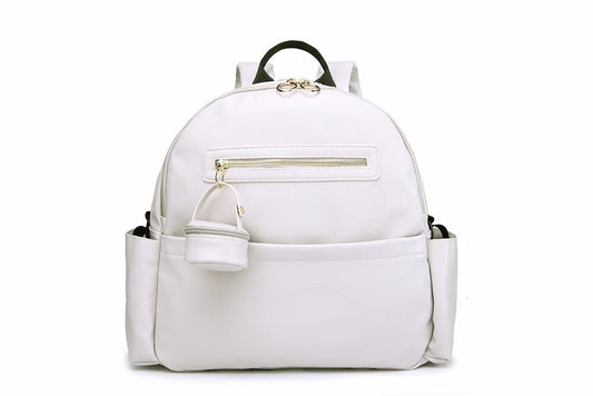 Marni Faux Leather Baby Changing Bag Backpack & Dummy Pouch - Crème brûlée