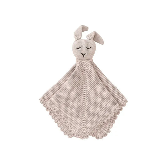 Knitted Bunny Lovey Comforter - Stone