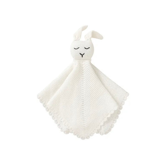 Knitted Bunny Lovey Comforter - White