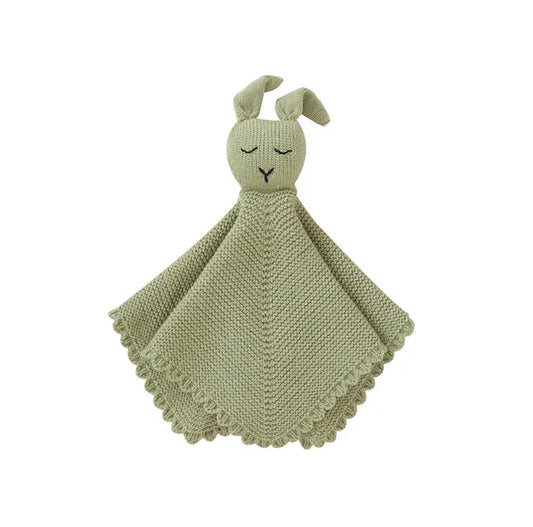 Knitted Bunny Lovey Comforter - Sage