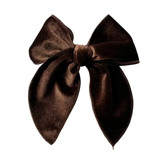 Large Velvet Fable Bow Clip - Chocolate