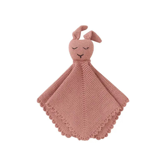 Knitted Bunny Lovey Comforter - Blush