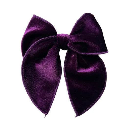 Large Velvet Fable Bow Clip - Purple