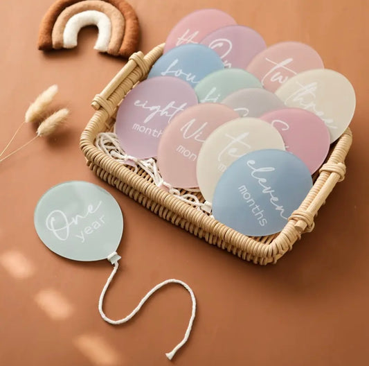 Acrylic Balloon 13pk Baby Milestone Plaques