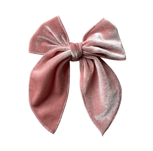 Large Velvet Fable Bow Clip - Soft Pink