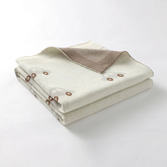 Car Cotton Knit Baby Blanket - Soft Grey