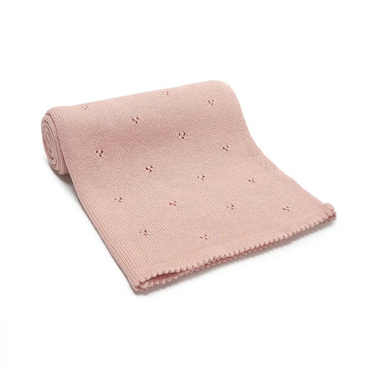 Breathable Cotton Pointelle knit blanket - Pink