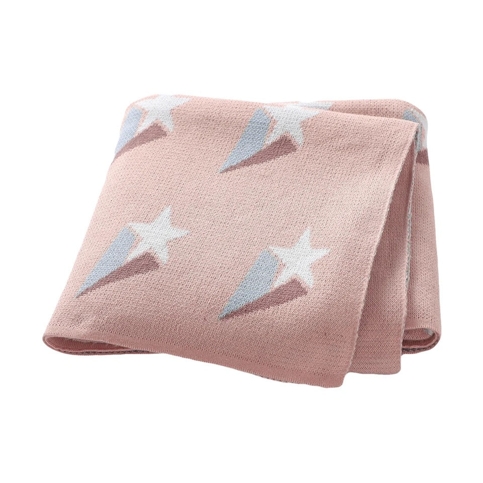 Cotton knit star blanket - Pink