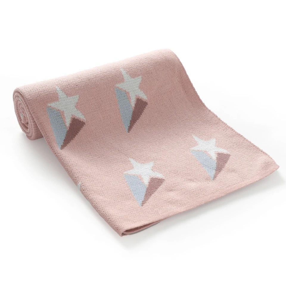 Cotton knit star blanket - Pink