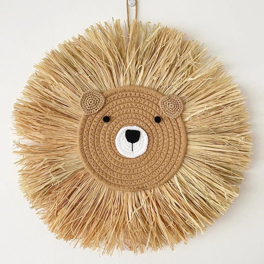 Bear sea rope & rafia wall hanging