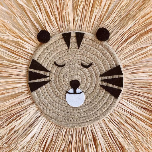 Tiger rope & rafia straw wall hanging